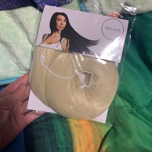 Ash blonde wrap ponytail